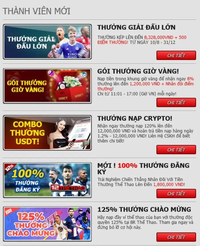 Khuyến mãi 12bet dành riêng cho thành viên mới